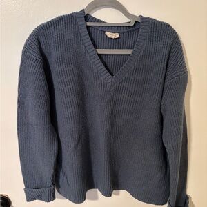 a.n.a Slate Blue V-Neck Sweater